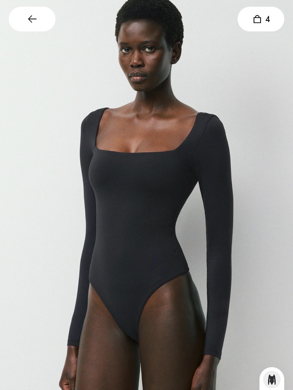 Aritzia contour Black Long-Sleeve Square-Neck Bodysuit